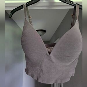 PINK Victoria's Secret Dark Gray Loungin' Wireless Push Up Bralette Size 34DD
